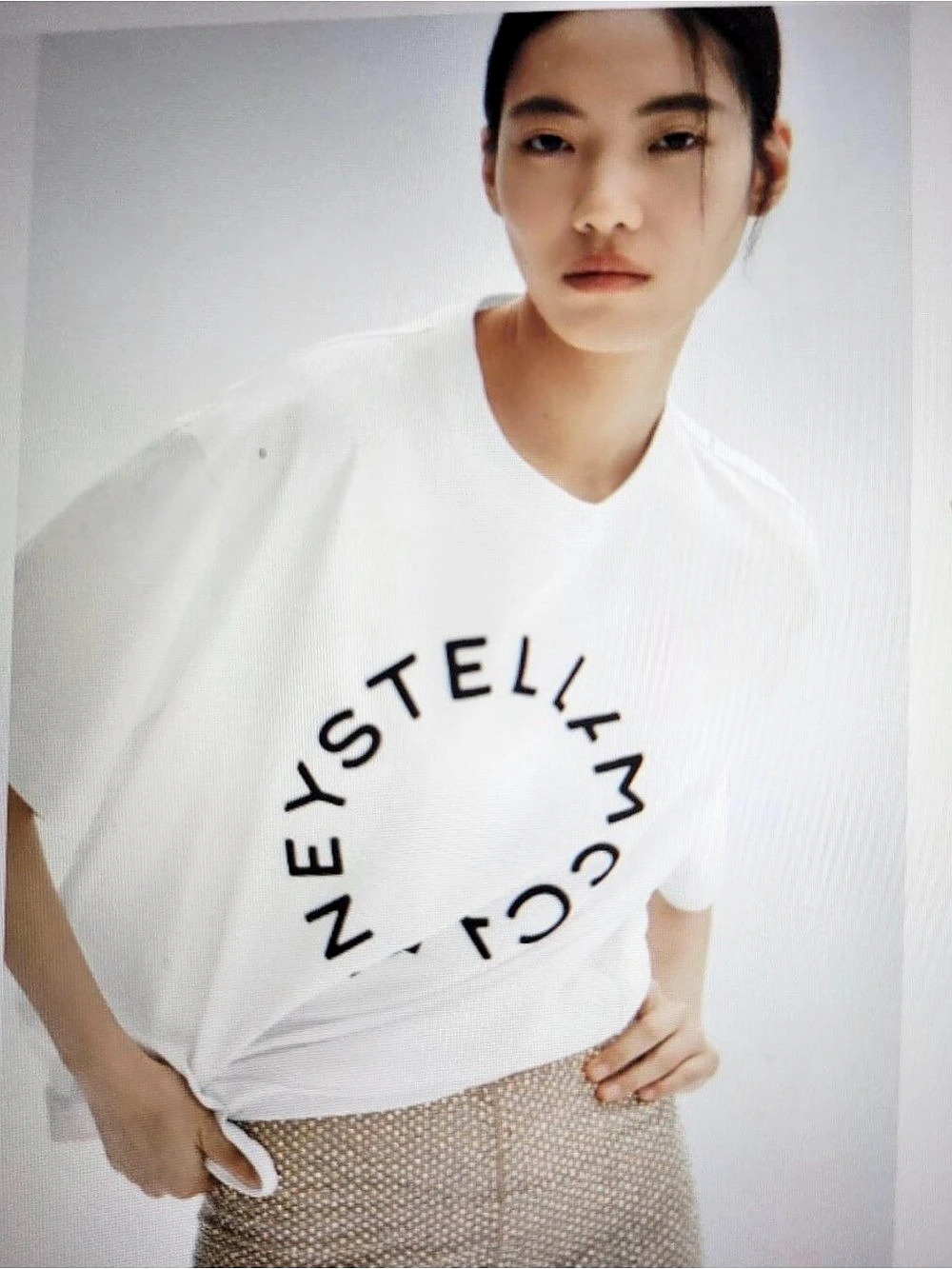 Stella McCartney x H&M Oversized Printed T-Shirt Logo Short Sleeve Tee in White